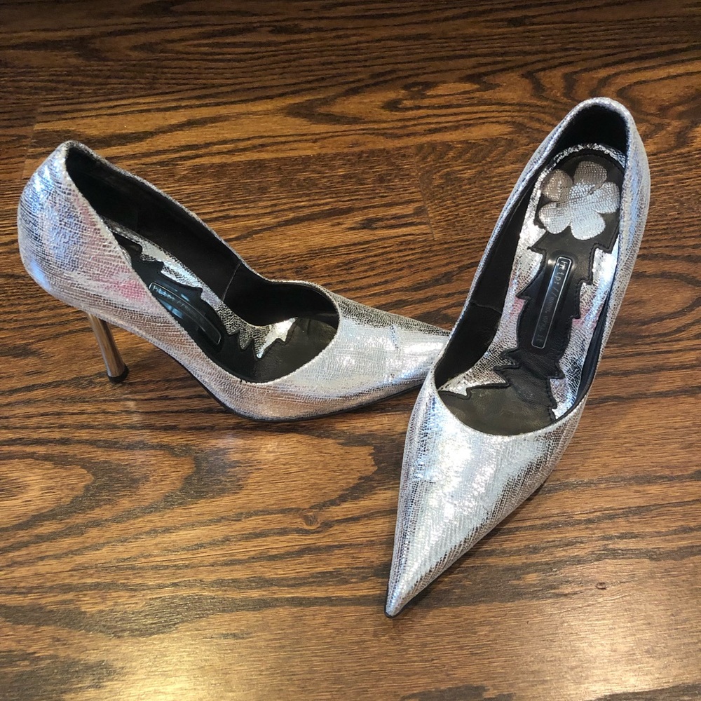 Alberto venturini silver metallic heel